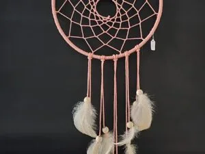 Attrape-rêves Rose avec Plumes Blanches