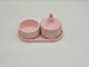 Plateau Rectangulaire Rose-Rouge avec Boîte et Vide-Poche Assortis