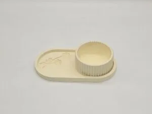 Plateau Jaune Rectangulaire Orné de Fleur avec Vide-Poche Jaune