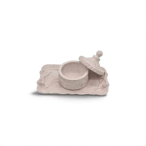 Plateau Rectangulaire Rose avec 2 Nœuds et Boîte Assortie