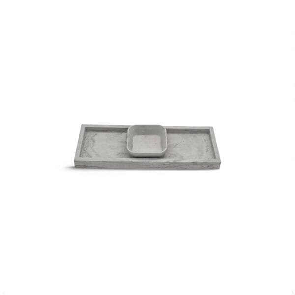 Plateau rectangulaire gris avec carré assorti