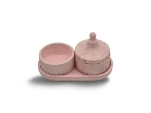 Plateau Rectangulaire Rose-Rouge avec Boîte et Vide-Poche Assortis