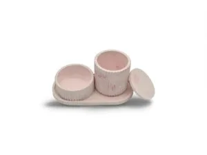 Plateau Rectangulaire Rose avec Petit Carré et Boîte Assortie