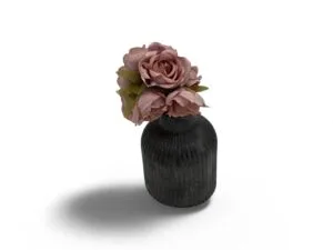 Vase haut rond ligné noir pour fleurs – Élégance moderne