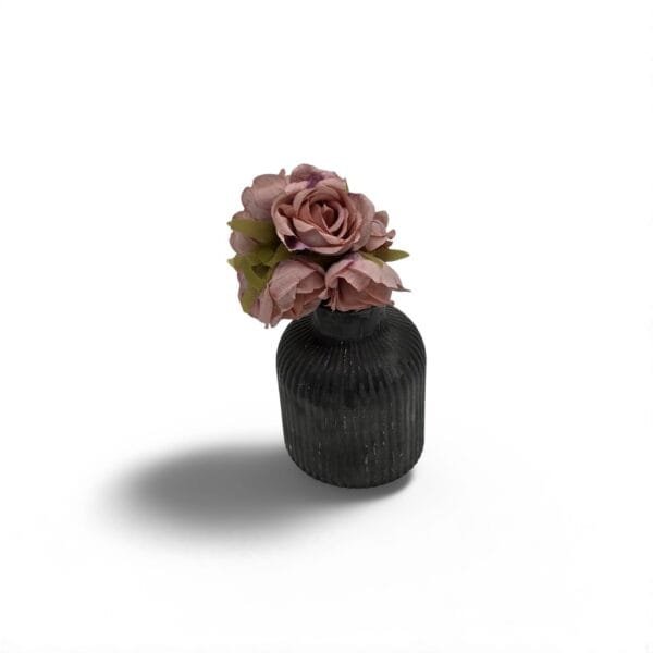 Vase haut rond ligné noir pour fleurs - Élégance moderne