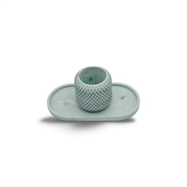 Plateau Rectangulaire Vert avec Pot Assorti - Élégance Naturelle