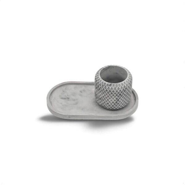 Ensemble Plateau Gris et Petit Pot Gris