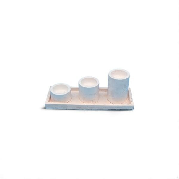 Ensemble plateau rectangulaire et 3 bougeoirs en aqua résine – Élégance artisanale