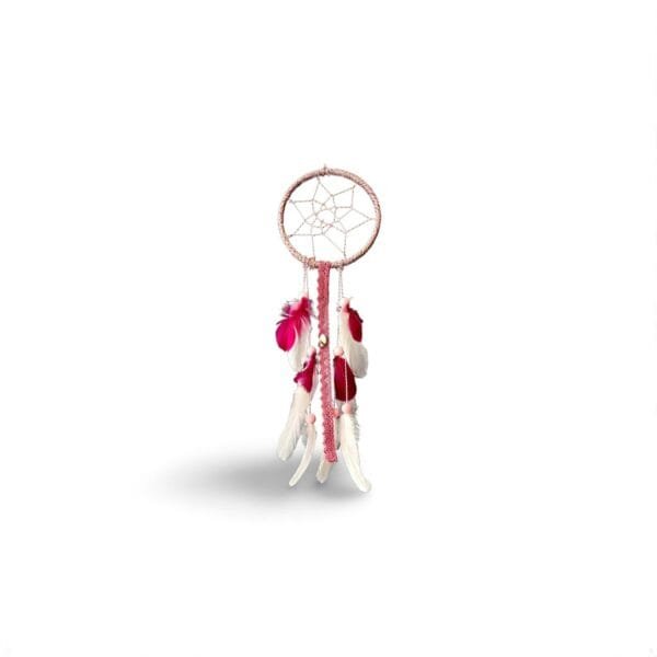 Attrape-Rêves Rose Vif – Plumes Féeriques et Élégance Naturelle