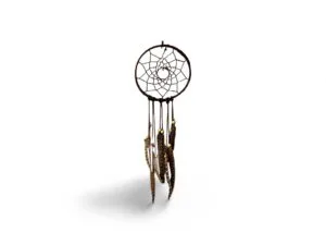 Attrape-rêves marron avec plumes de faisans et perles en bois