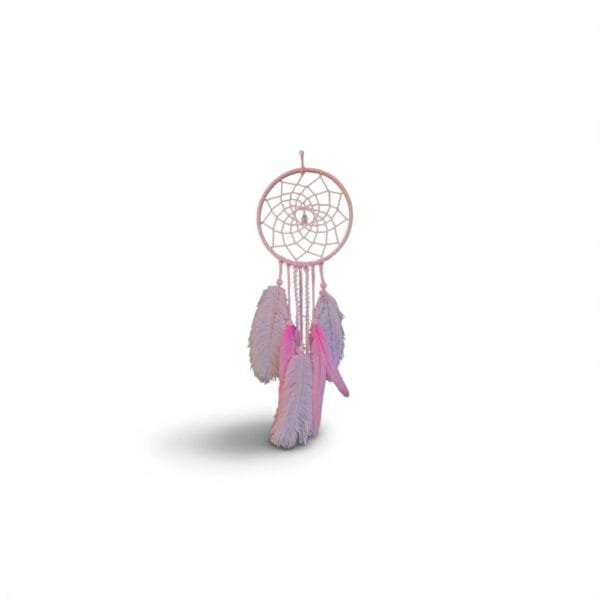 Attrape-rêves rose bonbon – Élégance et douceur en plumes de faisan et d'autruche