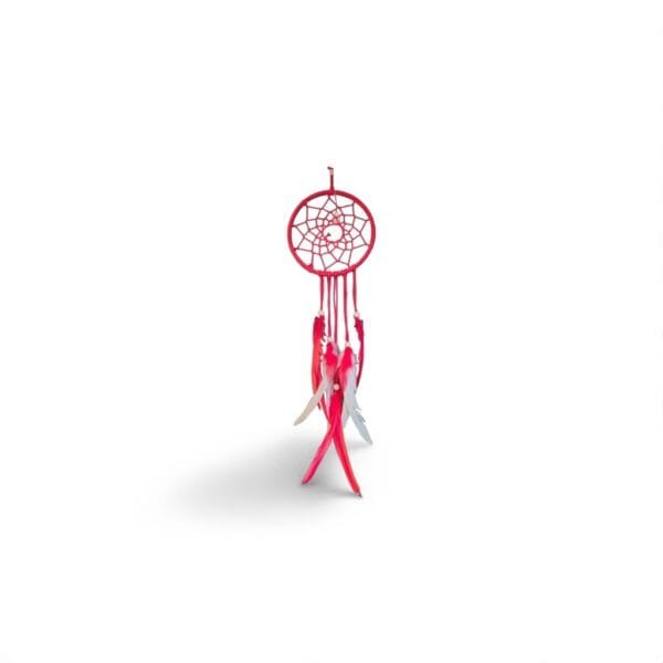 ✨ Attrape-rêves rouge – Élégance et protection en plumes de faisan et d’autruche