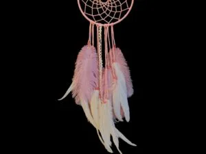 Attrape-rêves rose pastel avec quartz cœur – Harmonie & Sérénité