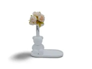 Ensemble plateau & ourson en aqua résine – Élégance et douceur pour vos fleurs